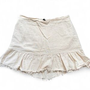 Women's Cream Ruffle Hem Skirt
